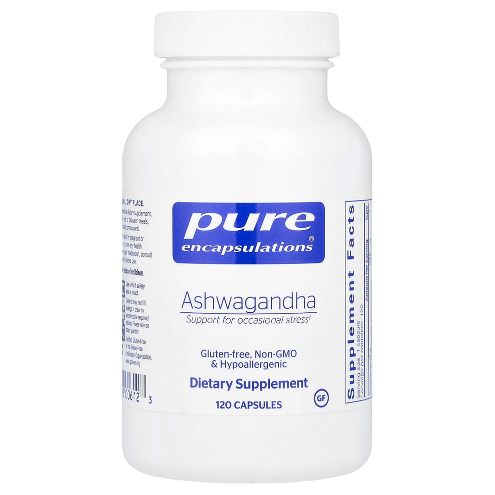 Pure Encapsulations, Ашваганда, 120 капсул (500 мг на капсулу)