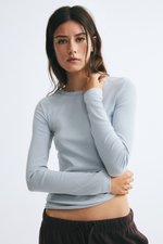 Топ в рубчик с длинными рукавами - H&M