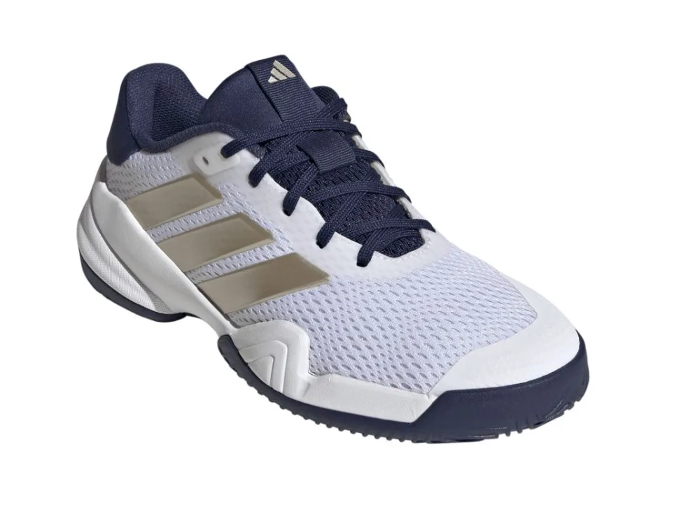 Детские теннисные кроссовки Adidas Barricade K - cloud white/cyber metallic/dark blue