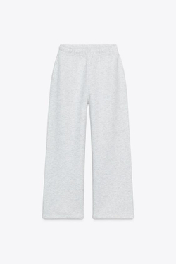 ZARA БАЗОВЫЕ ПРЯМЫЕ БРЮКИ ИЗ МЯГКОЙ ТКАНИ, СЕРЫЙ МЕЛАНЖ