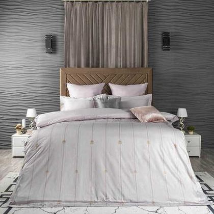 Постельное белье 2 спальное евро Arya home Majestik Бамбук Sabine серое