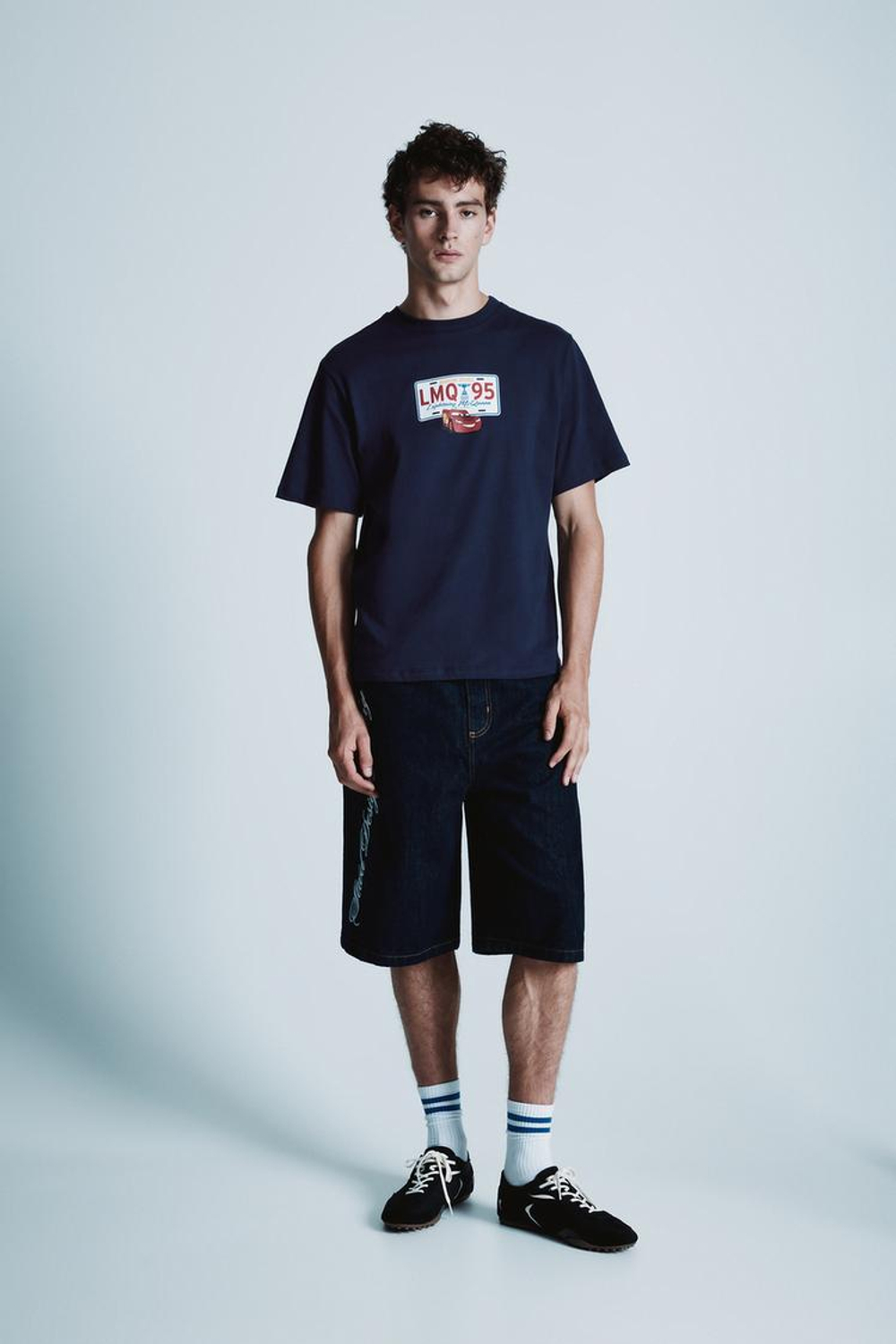 PULL&BEAR Футболка c принтом "Cars", темно-синий