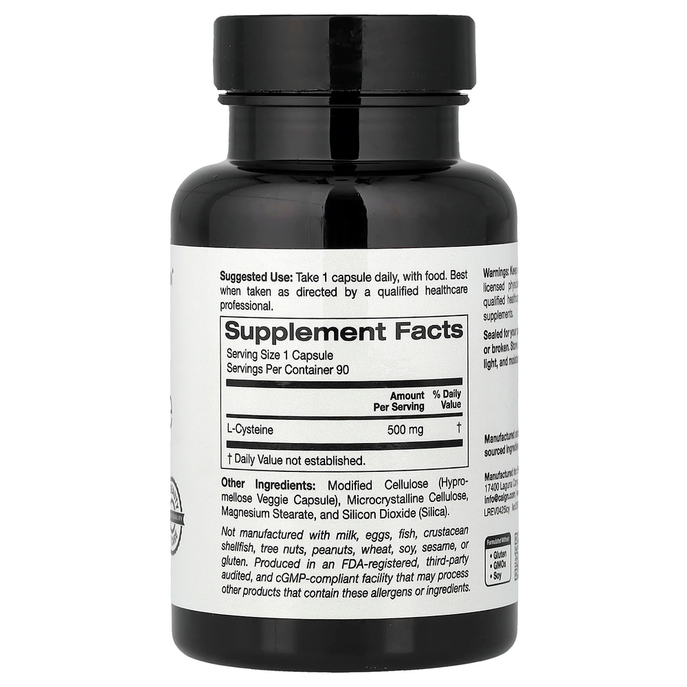 California Gold Nutrition, L-цистеин, 500 мг, 90 растительных капсул