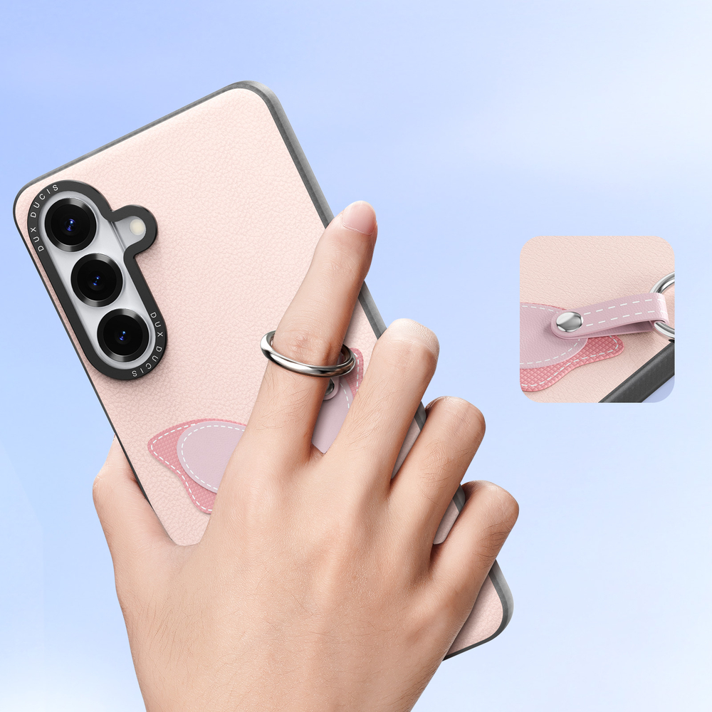 Чехол розового цвета (Butterfly Edition) для Samsung Galaxy S26, серия Luvy Series Case (со съемным ремешком) от Dux Ducis