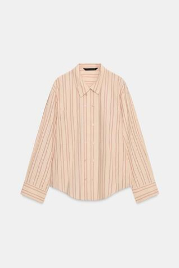 ZARA РУБАШКА В ПОЛОСКУ ZW COLLECTION, КРАСНАЯ ПОЛОСКА