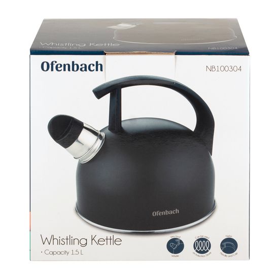 Чайник 1,5 л. из нержавеющей стали со свистком Ofenbach NB-100304 и нейлоновой ручкой