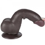 Реалистичный фаллоимитатор Lovetoy Sliding Skin (19,5×3,5 см) с двойной плотностью, чёрный
