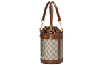 GUCCI Horsebit 1955 Canvas With Leather Bucket Bag, Shoulder Bag Small Women"s Ebony & Brown
