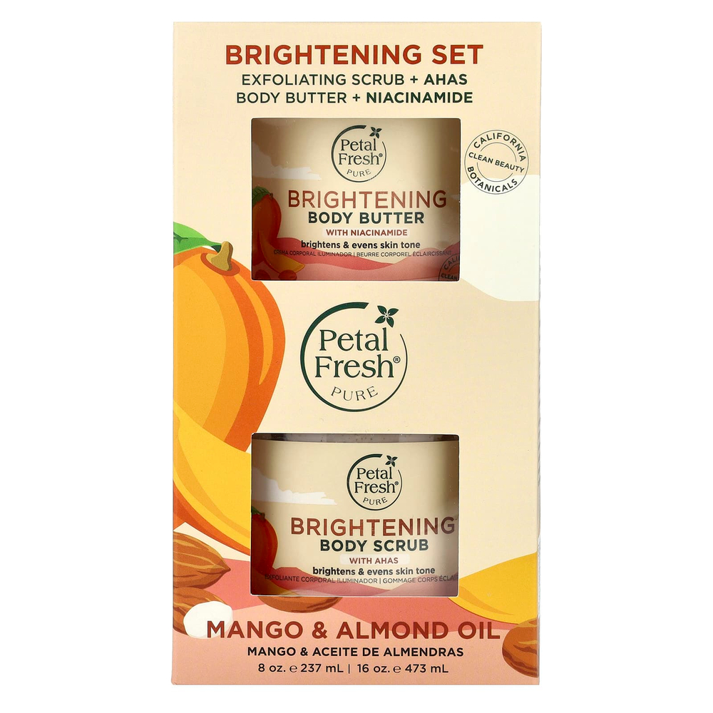 Petal Fresh, Осветляющий набор, манго и миндальное масло, набор из 2 предметов