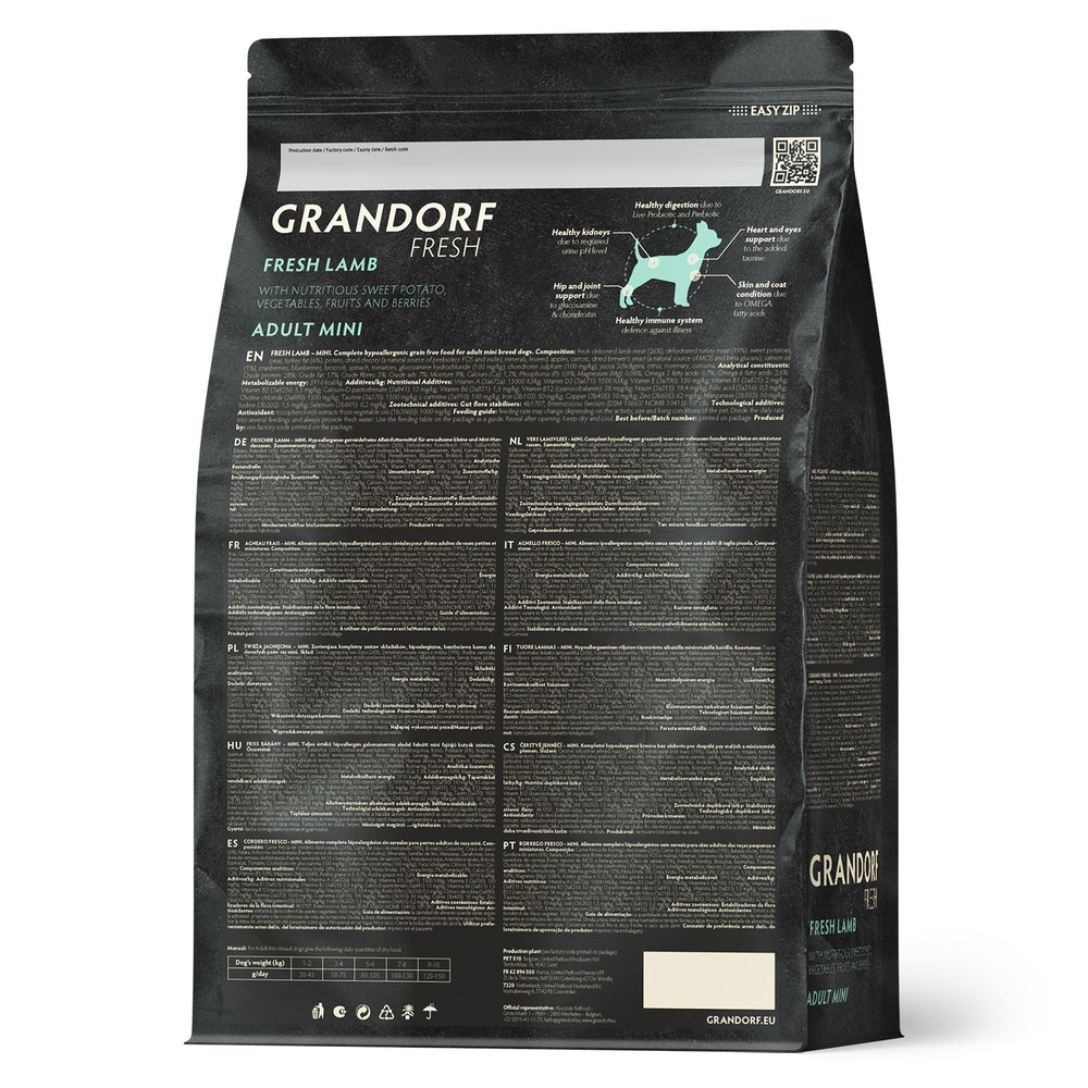 Сухой корм GRANDORF FRESH для собак мелких пород Свежее мясо ягненка с бататом