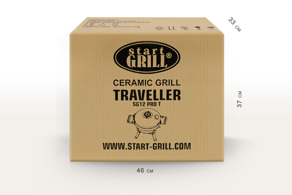 Портативный керамический гриль TRAVELLER 12 дюймов (красный) (30,5 см)