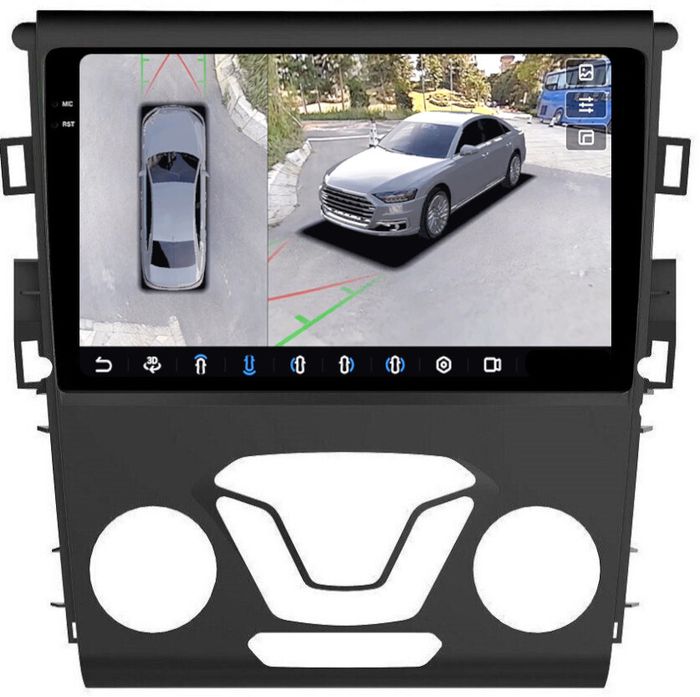 Магнитола для Ford Mondeo 5 2015-2019 - FarCar BX377M-360 монитор 9.5" 2K QLED на Android 13, Быстрая, CarPlay, 4G SIM-слот, 4 камеры в комплекте