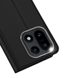 Чехол книжка из черной кожи для смартфона OnePlus 15, серия Skin Pro Series от Dux Ducis