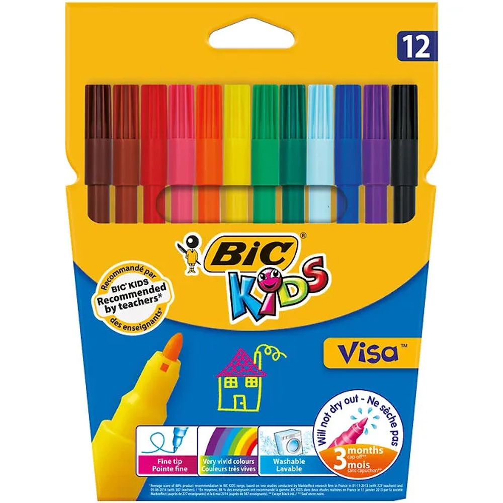 Фломастеры цветные BIC Visa Коробка x12