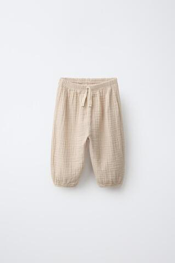 ZARA БРЮКИ-БАНАНЫ ИЗ РЕЛЬЕФНОЙ ТКАНИ, КАМЕННО-СЕРЫЙ