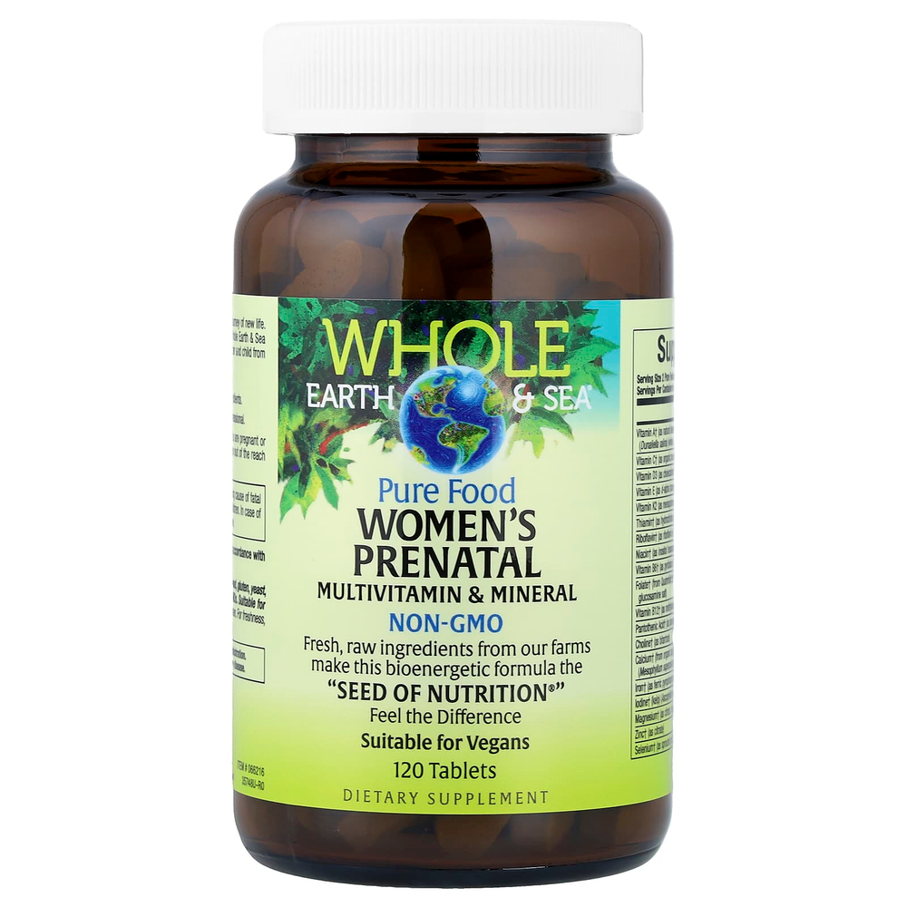 Natural Factors, Whole Earth & Sea®, пренатальные мультивитамины и минералы для женщин, 120 таблеток