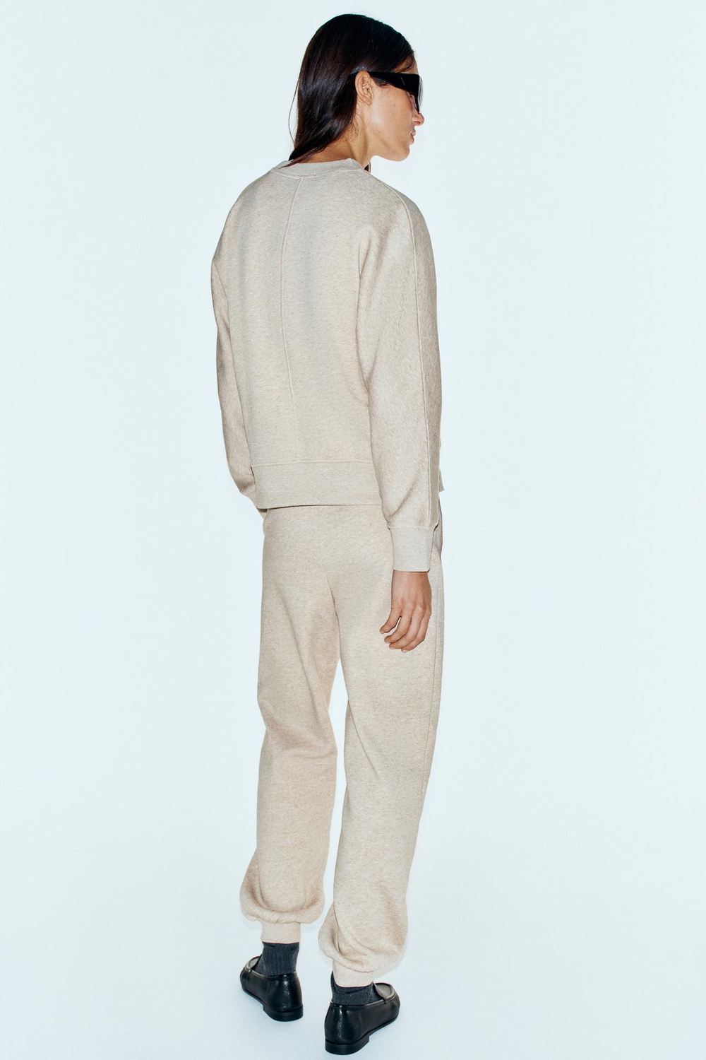 ZARA БАЗОВЫЕ БРЮКИ-ДЖОГГЕРЫ ИЗ МЯГКОЙ ТКАНИ, БЕЖЕВЫЙ МЕЛАНЖ