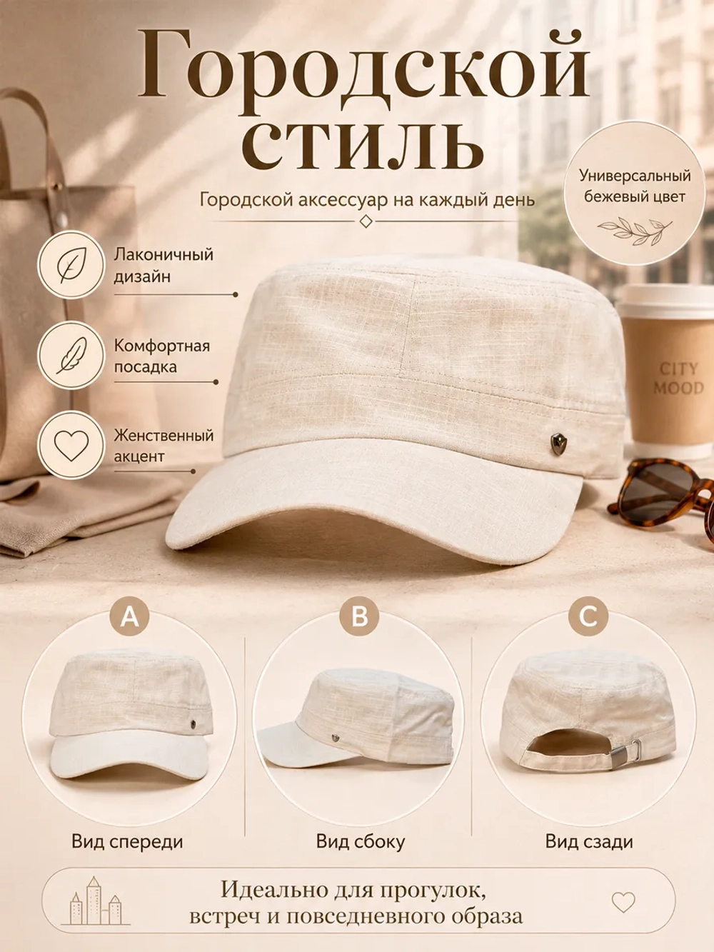 Бейсболка льняная немка