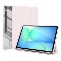 Чехол книжка розового цвета от Dux Ducis для Samsung Galaxy Tab S10 FE Plus, серия Toby Series Case, с функцией пробуждения и сна