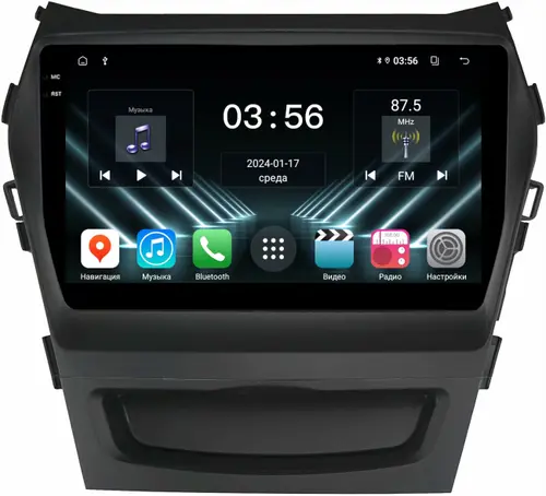 Магнитола для Hyundai Santa Fe 3 2012-2018 (климат на ШГУ) - FarCar S280 монитор 9.5" IPS на Android 13, CarPlay