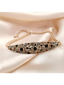 Браслет Россыпь из серо-черных камней Swarovski