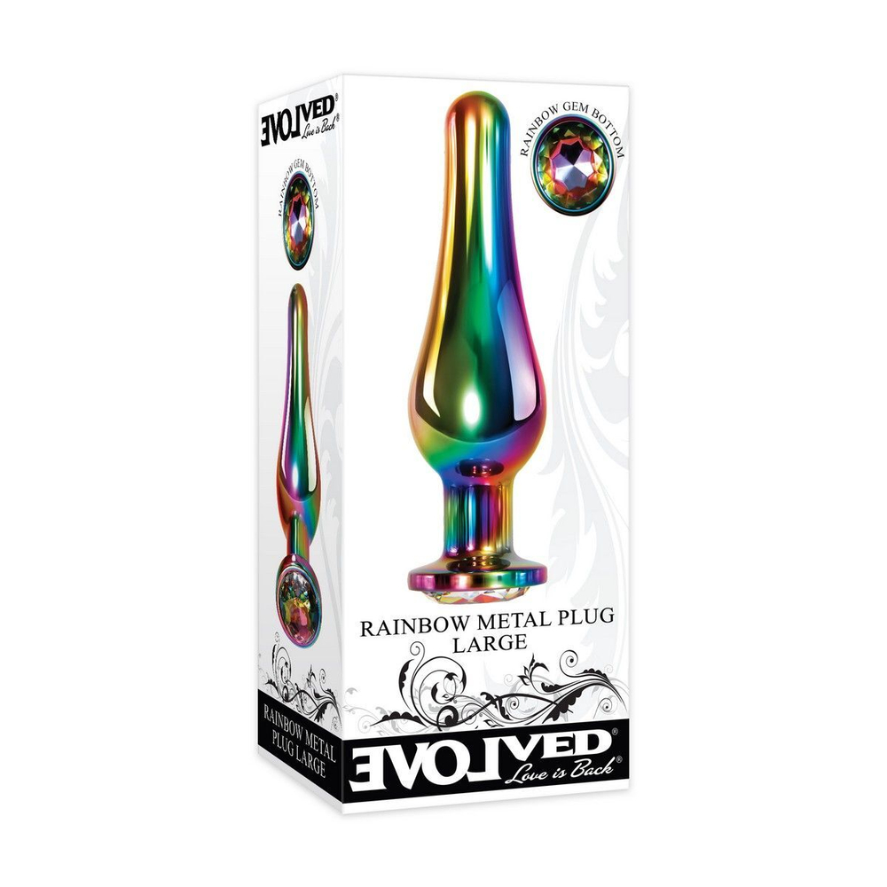 Радужная металлическая пробка Rainbow Metal Plug Large - 12,9 см. (Цвет: разноцветный)