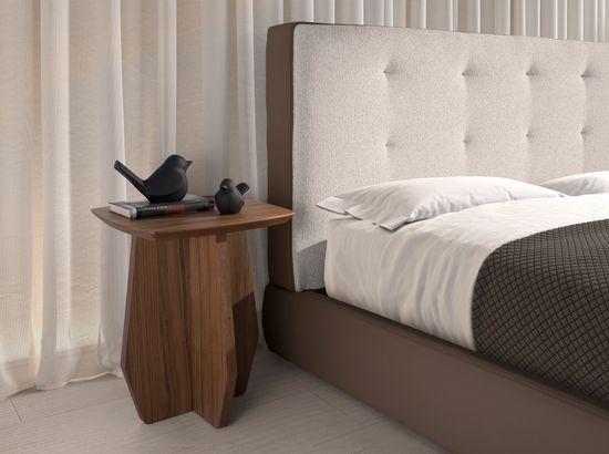 Кровать 7174 Angel Cerda из коричневой ткани и коричневой эко-кожи 180x200 см