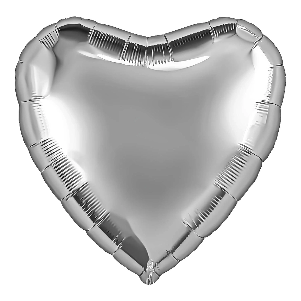 Шар фольга Сердце Большое SILVER Серебро 30"/75 см с гелием