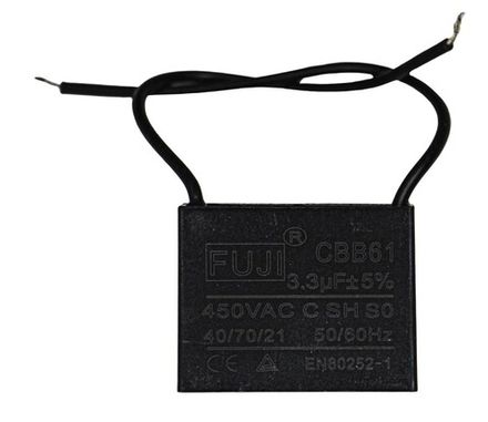 Конденсатор пусковой 450 В 3.3 мкф FUJI CBB61 (1+1 WIRES) 37x18.5x29 мм