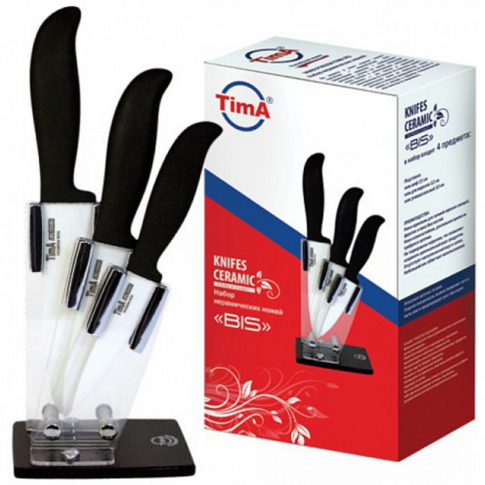 Набор ножей TimA на подставке Black &amp; Beauty KFH-800, 10,12,15 см