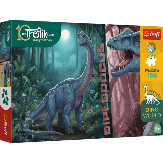Pazl \ Puzzle \ Пазлы Puzzles - "100" Inspired By Dino World - Diplodocus / KAZSTUDIO SA The Treflik Family