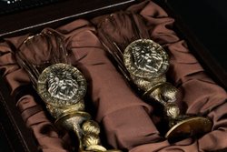 Набор лафитников для водки «Знаки Зодиака Лев» 2 шт. в подарочном футляре c художественным оформлением