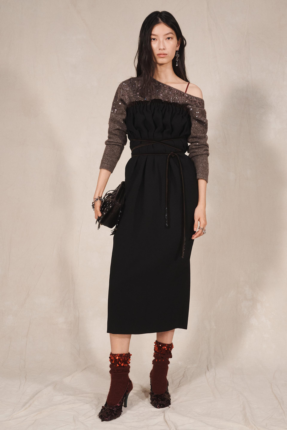 ZARA ОДНОТОННЫЕ НОСКИ С ПАЙЕТКАМИ - LIMITED EDITION, КРАСНЫЙ