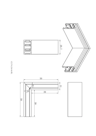 Соединитель угловой UX5 CLT 0.216 04 BL Crystal Lux