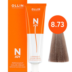 OLLIN PROFESSIONAL N-JOY - перманентная крем-краска для волос, 8/73 светло–русый коричнево–золотистый, 100 мл