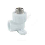Угольник PP-R комбинированный белый Дн 20х3/4" НР с креплением VALFEX 10121120