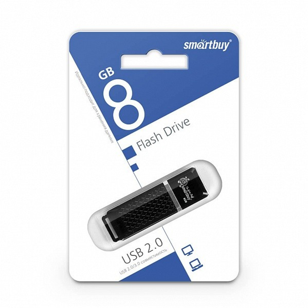 USB флеш накопитель Smartbuy 8GB Quartz series Black (SB8GBQZ-K)