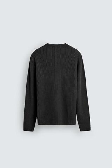 ZARA СВИТЕР С РЕЛЬЕФНОЙ ТКАНЬЮ И ОТЛОЖНЫМ ВОРОТНИКОМ, ЧЕРНЫЙ