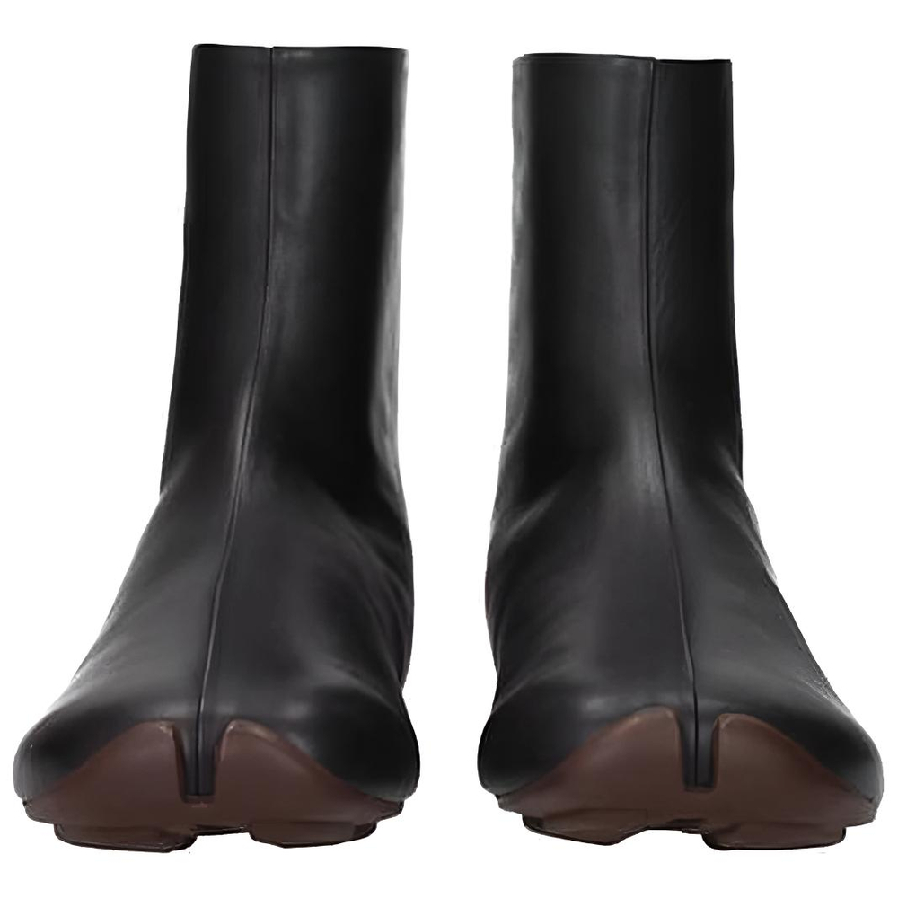 Burberry Phoenix Leather Sock Ankle Boots Black Ebony Brown
