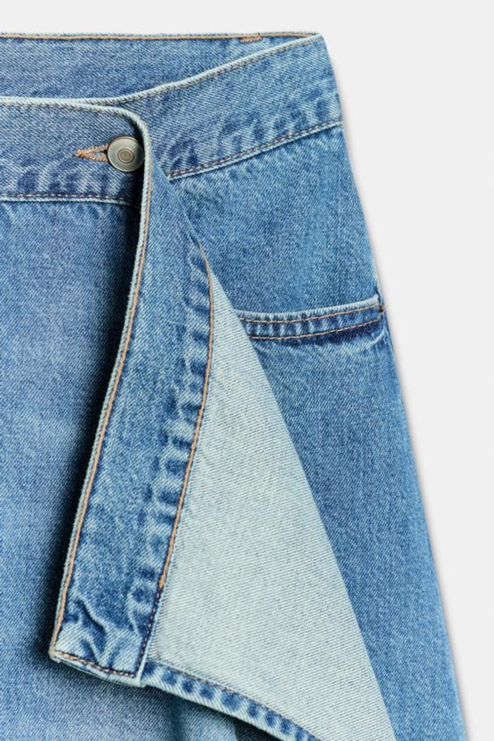 ZARA АСИММЕТРИЧНАЯ ДЖИНСОВАЯ ЮБКА TRF, СИНИЙ