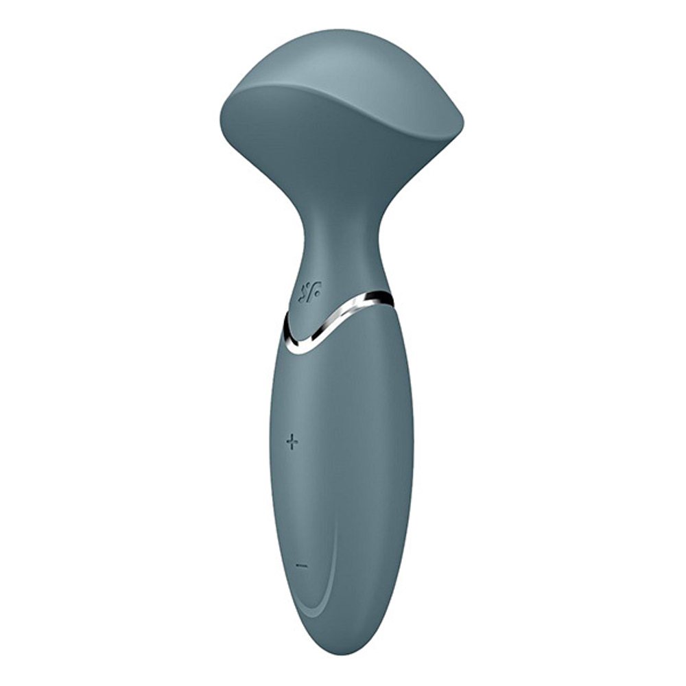 Серый вибромассажер 16см Satisfyer Mini Wand-er