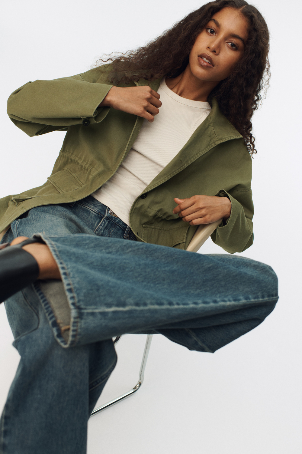 Жакет из габардина — воротник-труба - H&M