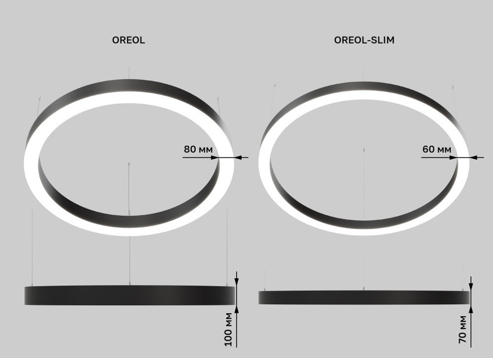 Подвесной LED светильник кольцевой OREOL-1000 75Вт 4000К 6375Лм белый IP20 1000х1000х100мм DARKLUM