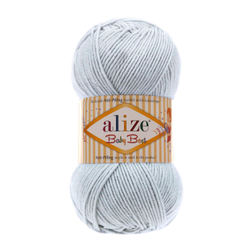 Беби бест (Baby best) пряжа Alize 10% бамбук 90%акрил 5х100г/240м 224 Св. серый