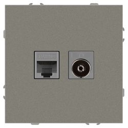 Розетка ЭРА Galaxy 15-3110-07 комбинированная RJ45+TV IP20 титан | Эра Galaxy