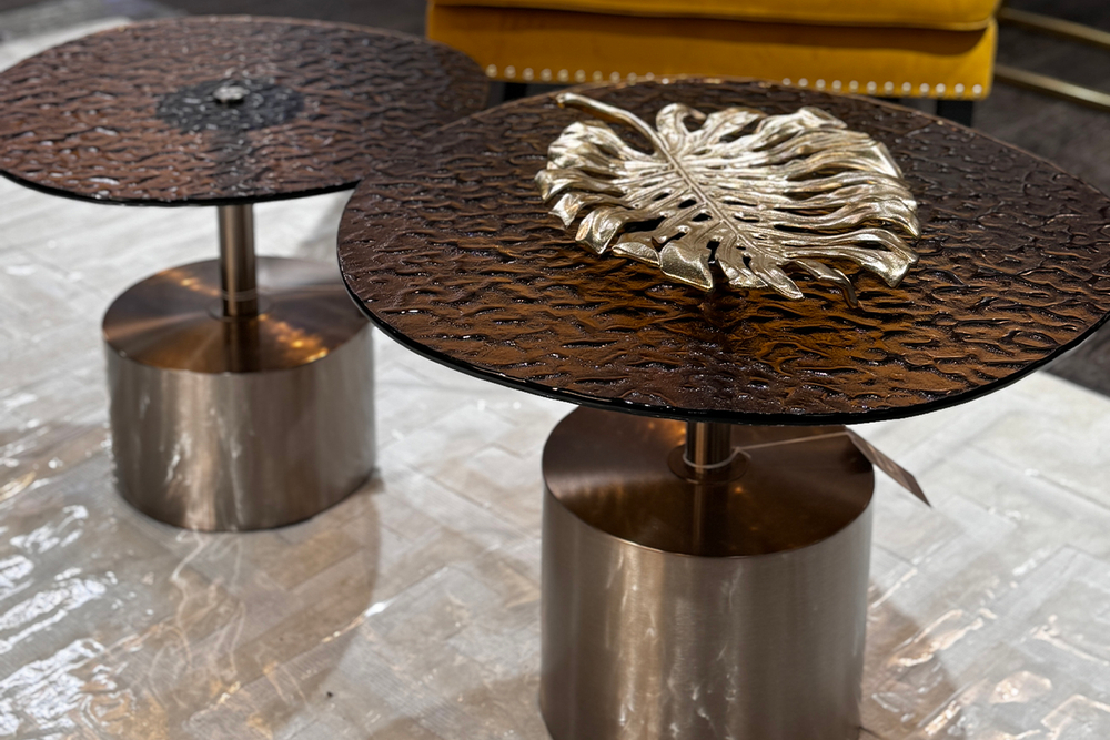 Стол журнальный Garda Decor, стекло рельефное тонированное d 60*63*41 см