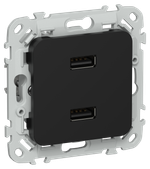FLITE Розетка USB A+A 3,1А РЮ-2-ФлЧ черный IEK