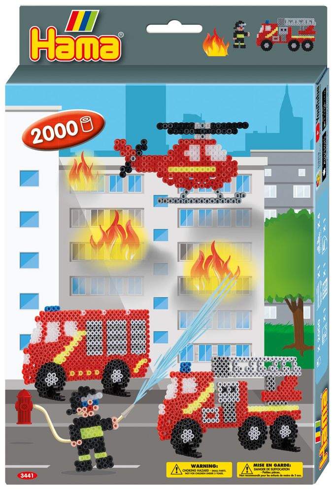 Hama Набор термомозаики Midi 2000 шт + Пожарная команда (3441)