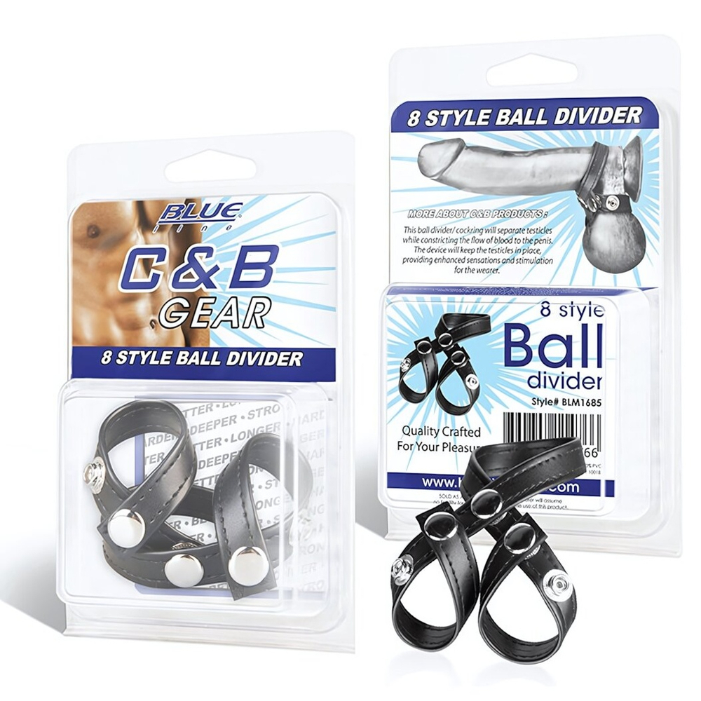 Разделитель мошонки из искусственной кожи на клепках 8 STYLE BALL DIVIDER (Цвет: черный)