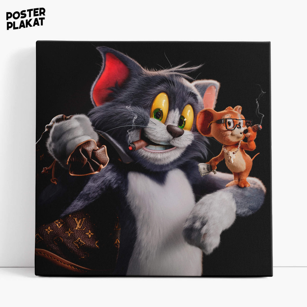 Картина Том и Джерри / The Tom and Jerry, холст с печатью на подрамнике, интерьерная, Постер Плакат
